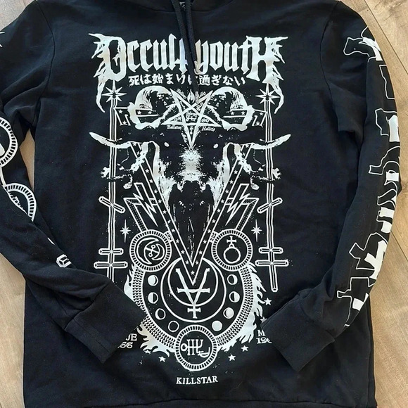 Killstar Occult Youth Satanic Gothic Punk Baphomet Pullover Hoodie Sz M - Picture 5 of 11